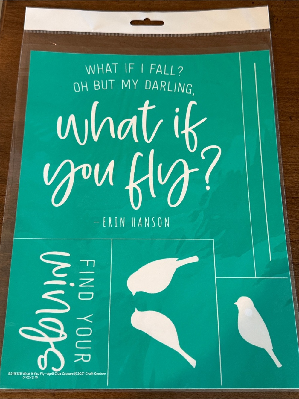 Chalk Couture"What If You Fly?" Size B Club Couture Transfer New in Package